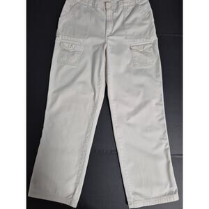 St. John's Bay Womens 12 Hiker Cargo Tan Pants 100% Cotton Relaxed Straight Leg